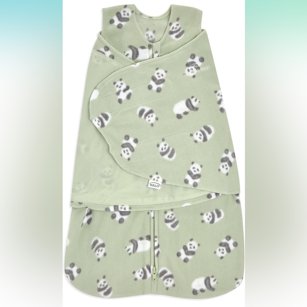 HALO Micro-Fleece Sleepsack Swaddle, Cozy Pandas, Newborn, 0-3 Months